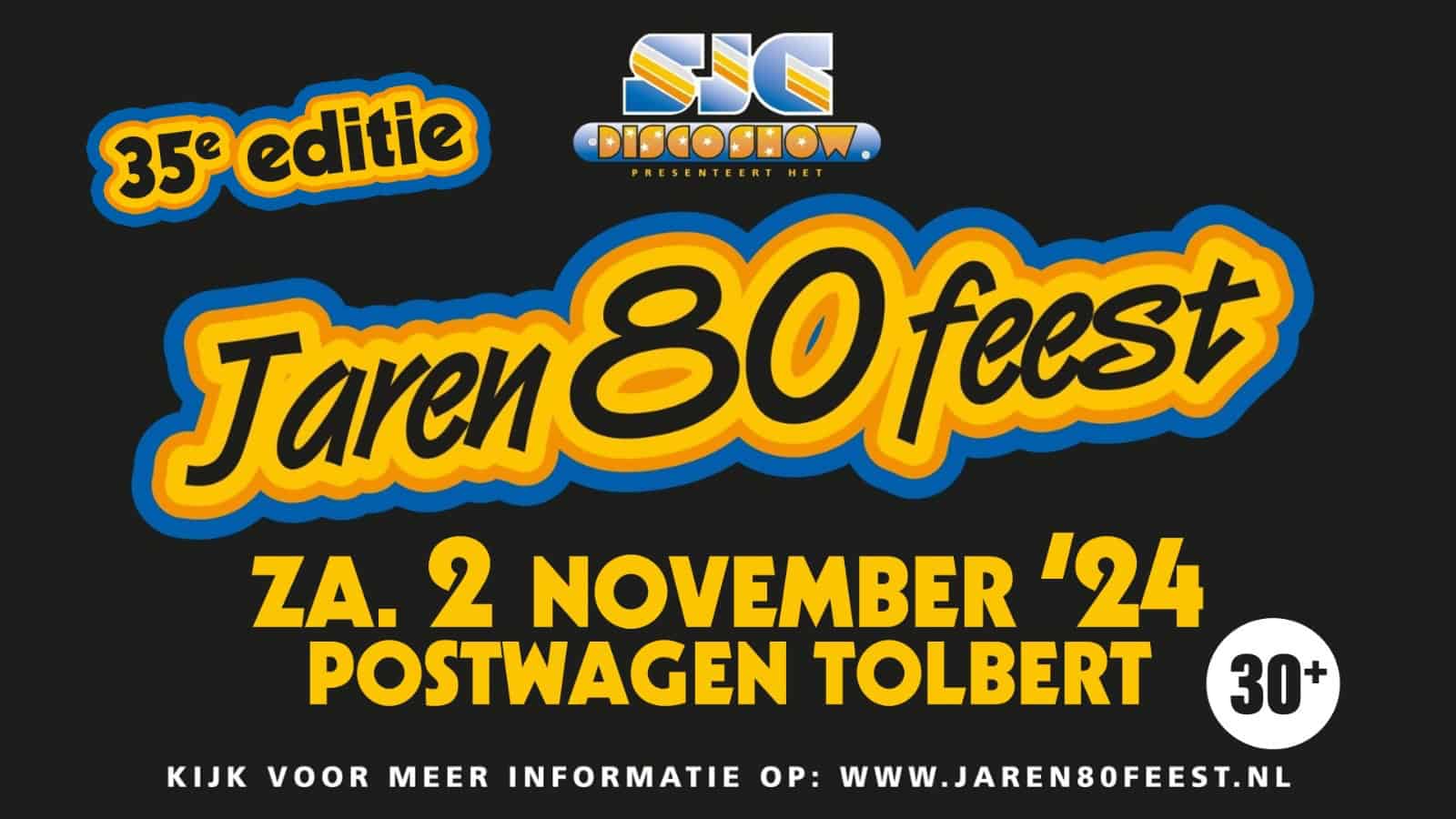 Jaren ’80 Feest in Postwagen Tolbert op zaterdag 2 november