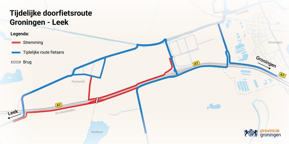 Kaart met de aangepaste situatie